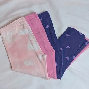 3 Pairs Girls Leggings in Pink and Purple size 3